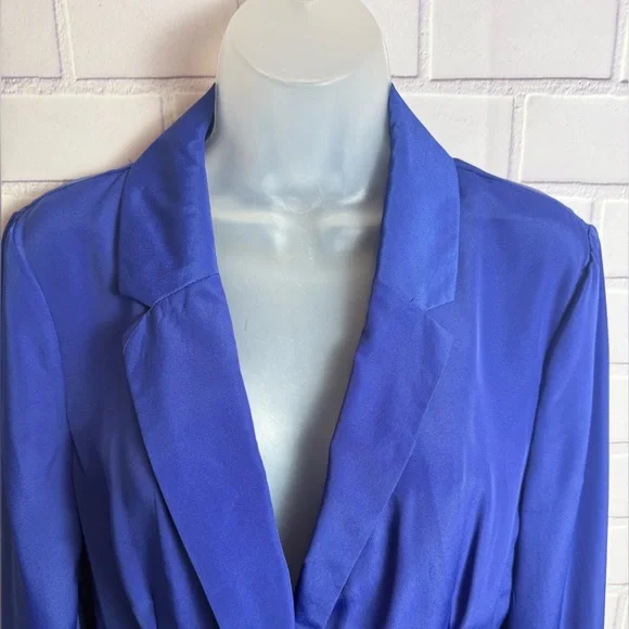 Dana Buchman Royal Blue Satin Blazer Size 8 Single Button Career Jacket - Picture 4 of 14